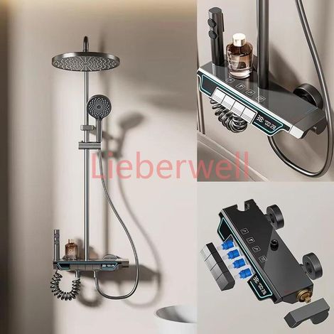 Système de douche de salle de bains, système de douche à lumière LED, robinet de douche à affichage numérique inclus, accessoires de salle de bains (1/5)
