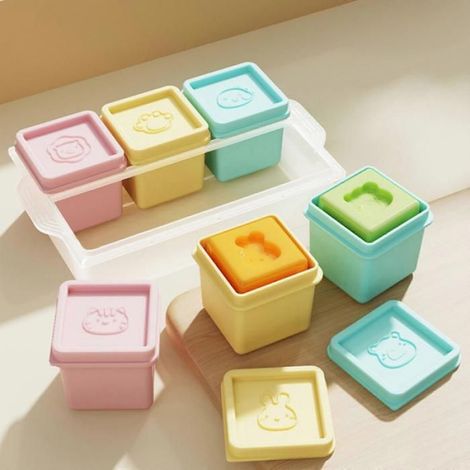 Boîte De Conservation Alimentaire - 6 Compartiments Étanches En Silicone - Pour Purées Bébé Et Collations - 18 X 12 X 4,7 Cm - 1 Pièce (1/5)