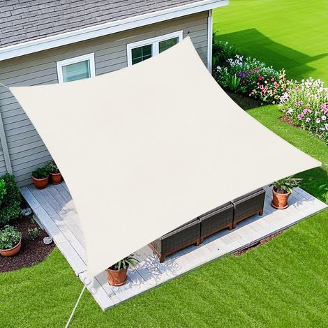 Toile d'ombrage - Filet de protection solaire - Toile d'ombrage carrée - Pique-nique - Tissu pare-soleil - Camping - Ensemble de pique-nique - Parasol de jardin - Blanc cassé - 3 x 4 mètres - Tissu Ox (1/5)