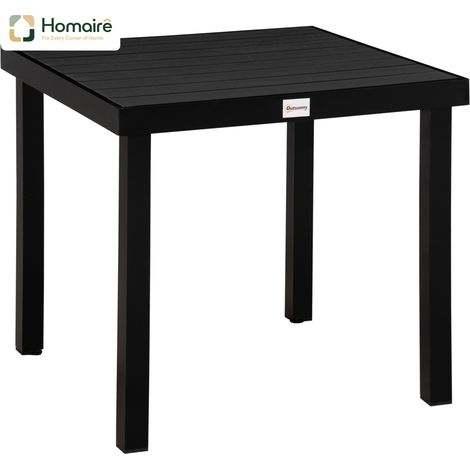 HOMAIRE Gartentisch für 4 Personen kompakt aus pflegeleichtem Aluminium Kunststoff Schwarz (1/5)