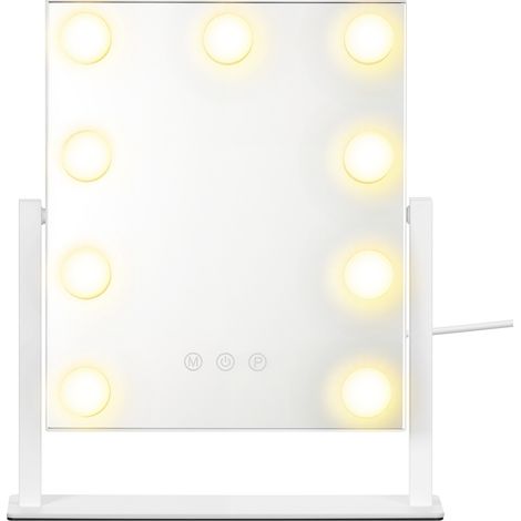 Miroir de Maquillage, 9 Ampoules, Miroir Grossissant, 25 x 30 cm, Blanc (1/5)