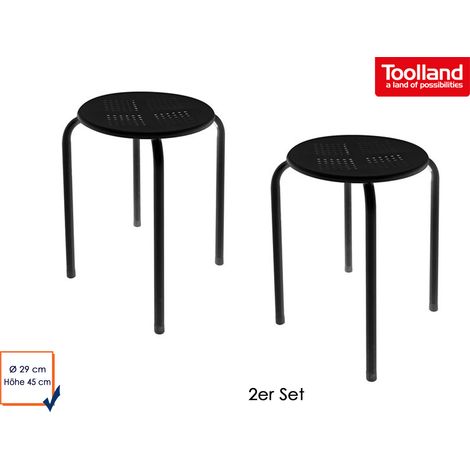 2er Set robuster und stabiler Hocker aus pulverbeschichtetem Stahl - schwarz (1/4)