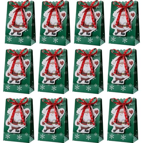 Bolsa De Regalo Navideña - Cartón Reciclable 190 G - 11,9 X 7,5 X 18,5 Cm - Diseños De Múltiples Temas Navideños - 12 Unidades (1/5)