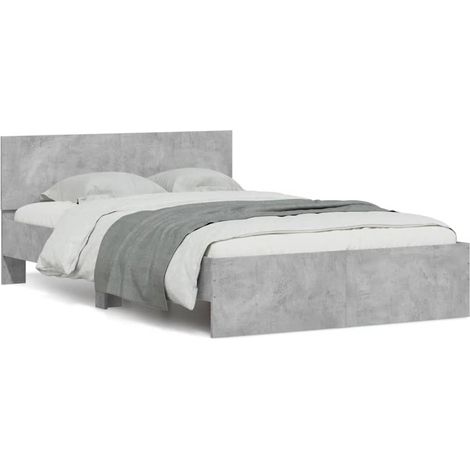 Cadre de lit avec tête de lit-Structure de lit avec rangement et LED gris béton 140x190 cm 701787 (1/5)