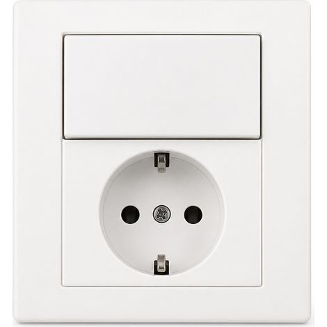 Prise avec interrupteur simple encastrable 10A blanche Europe (1/5)