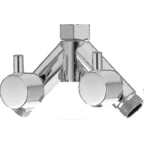 Robinet inverseur en laiton, vanne d'arrêt de douche, raccord en Y à 2 voies 1/2 pouce pour flexible et pommeau de douche, chromé (1/4)