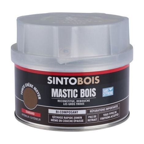 Mastic sans styrène SINTOBOIS chêne moyen 550g + 30g - SINTO - 33711
