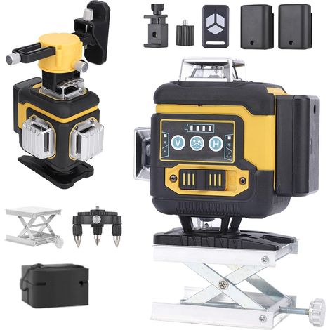 Niveau Laser 16 Lignes 4 x 360°,Autonivelant et Mode Pulsé Extérieur,Niveau Laser Vert en Croix avec 2 Piles,Luminosité Réglable,Télécommande,pour Construction sol et L'accrochage de Tableaux