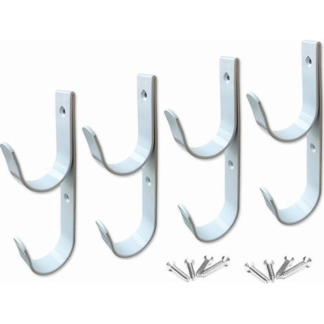 Lot de 4 crochets pour bâtons de piscine en aluminium blanc avec vis Parfait pour la piscine les bâtons télescopiques les skimmers les filets (1/5)