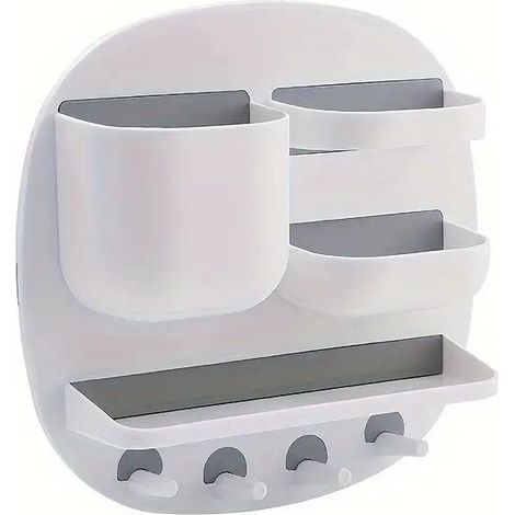 Pratico ripiano portaoggetti per il bagno, mensola a muro senza foratura, portachiavi con scomparti multipli, accessori per il bagno - Crezuo