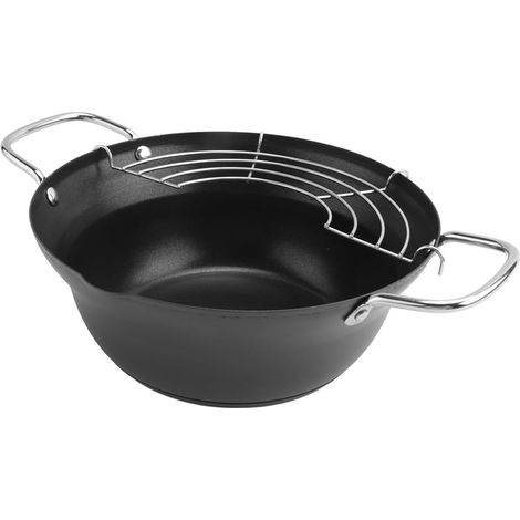 Fryer - 20 cm - Acier Inoxydable - Revêtement Antiadhésif - Support Égouttoir À Huile - Pour Cuisinière Gaz Électrique Vitrocéramique - 1 Pièce (1/4)