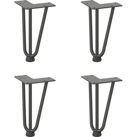 Lot de 4 pieds en épingle à cheveux pour table basse 20 cm avec niveaux de pieds design moderne en acier massif anthracite