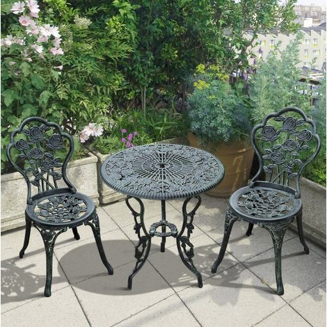 Gartenmöbel Bistroset 3-teilig 2-Sitzer Antik-Grün OKMYHOME (1/4)