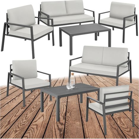 Salon de jardin Avec cadre en aluminium pour 4 personnes gris clair (1/5)
