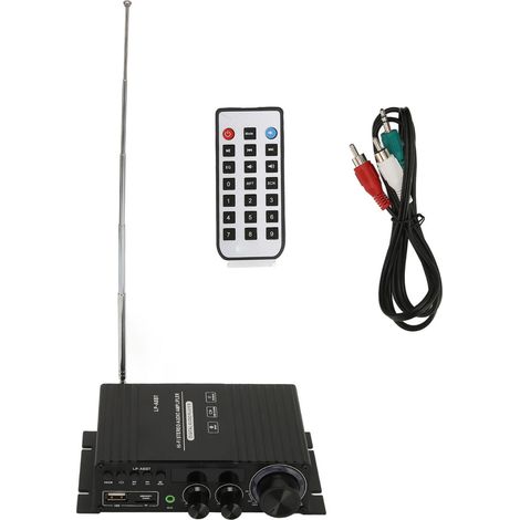 Mini-Autoradioverstärker, Bluetooth 5.0, Koaxial-2.0-Dekodierung, Höhen- und Bassregelung, mit Fernbedienung (1/5)