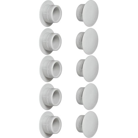 10x Lochabdeckung Kunststoffstopfen 5mm bis 35mm Schraubenschutzkappe weiß schwarz grau braun Möbel Tisch Stuhl Wand (Øloch 15mm/Hellgrau RAL 7035) (1/2)