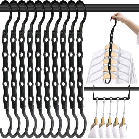 royaluxe-Lot de 20 cintres Magiques Robustes Noirs pour organiseurs de placards et Rangement pour vêtements Lourds, dortoir, Chambre à Coucher, Maison, Camping-Car, Voiture (1/5)