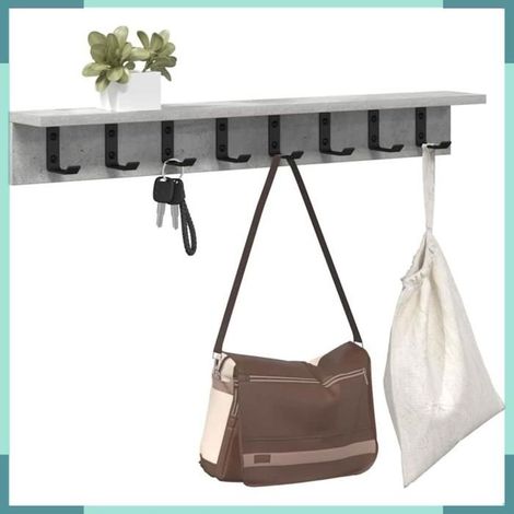 874366 Porte-manteau mural Gris béton 80 x 10,5 x 10,5 cm (1/5)