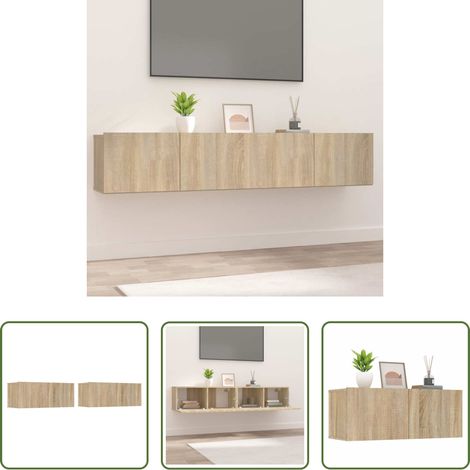 Holzwerkstoff - TV-Schränke 2 Stk. Sonoma-Eiche 80x30x30 cm Holzwerkstoff (1/5)