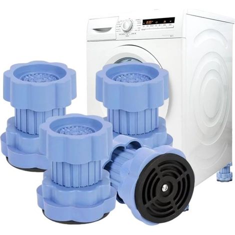 Poggiapiedi per lavatrice con cuscinetti antivibranti, poggiapiedi per lavatrice regolabili in altezza, base di supporto regolabile, altezza universale, confezione da 4 (1/5)
