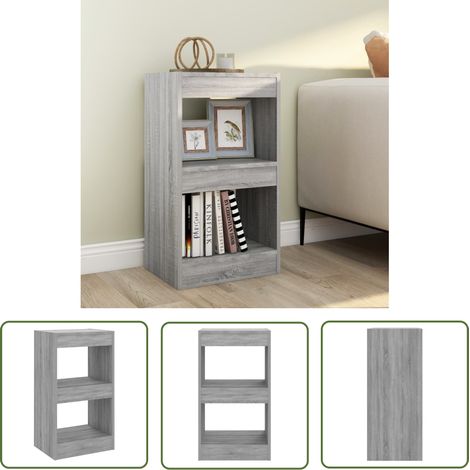 The Living Store Bibliothèque/Séparateur de pièce Sonoma gris 40x30x72 cm - Bibliothèque - Étagère - Meuble De Salon - Rangement - Séparateur De Pièce (1/5)