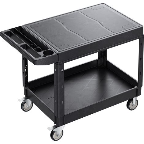 Mophorn Carrito utilitario con capacidad de 550 lb, 37 x 25.4 pulgadas, dos estantes de plástico duradero, equipado con ruedas giratorias de 360° (2 bloqueables), ideal para almacenes