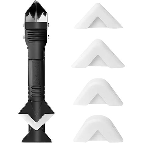 Lisseur Joint Silicone, Outil De Calfeutrage 5 en 1, Grattoir Et Racloir Avec 4 Têtes De Rechange, Pour Joints De Carrelage, Évier, Fenêtre, Cuisine Et Salle De Bain (1/5)