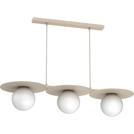 Suspension décorative beige à 3 boules blanches E27 15W Flat Luminex (1/5)