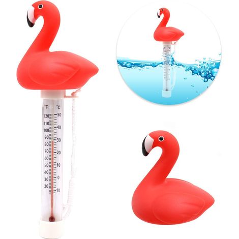 Termómetro flotante para piscinas, termómetro flotante con forma de flamenco para piscinas exteriores e interiores, spas y jacuzzis.