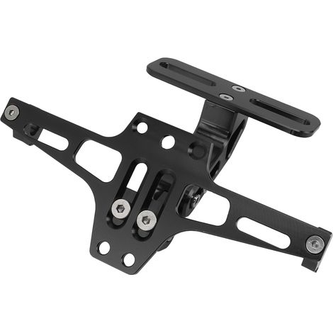 Support de plaque d'immatriculation moto CNC en aluminium universel réglable, noir, porte-plaque arrière robuste (1/5)