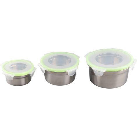 Conteneurs à Aliments - Ensemble de 3 Pièces - 304 Acier Inoxydable - Capacité Élevée - Boîtes de Stockage pour Lunch/Soupe (1/5)