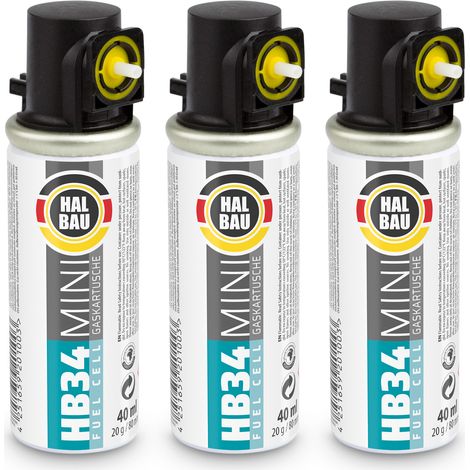 HALBAU Gaskartusche 80mm 40ml Fuel Cell Ersatzgas für Stiftnagler HB34 - 3 St. (1/4)