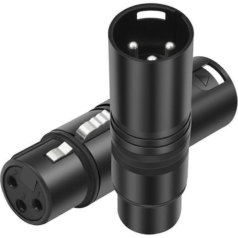 Lot de 2 adaptateurs XLR mâle vers femelle, connecteur adaptateur d'extension de câble audio XLR 3 broches pour microphone (1/5)