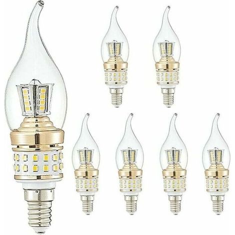 Ampoules Bougies LED E14 10W Petites Ampoules à Vis Candélabre LED pas à Intensité Variable Lustre Blanc Froid 6000K Lampes à Économie D'énergie Vintage(Équivalent à 90W) 6 Paquets (1/5)