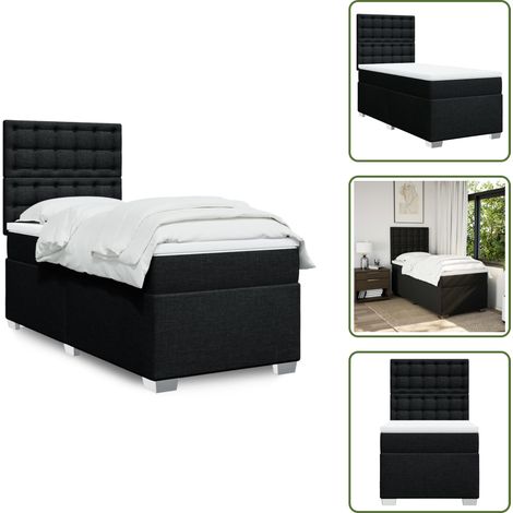 Boxspringbett mit Matratze Schwarz 90x190 cm Stoff - Boxspringbett - Doppelbett - Schlafsystem - Bettsofa - Bettgestell (1/5)