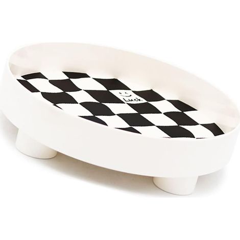 Plateau de Rangement Rond, Plateau de Rangement Rond en Damier en Plastique, Assiette de Grande capacité pour Bijoux de Parfum de Fruits, de Comptoir Décoratif pour Salon, Chambre à Coucher (1/5)