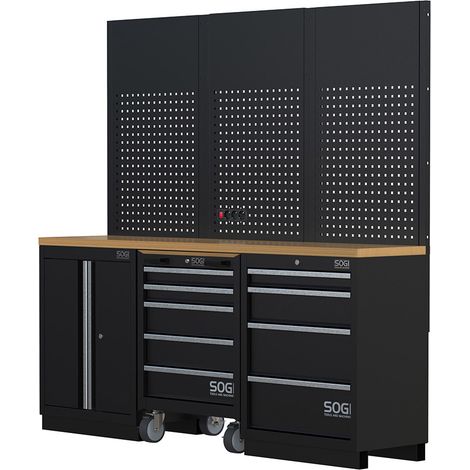 Arredamento modulare per officina e garage SOGI ARR-OFF-2040-A-L - piano in legno - 2040x465x2000 mm