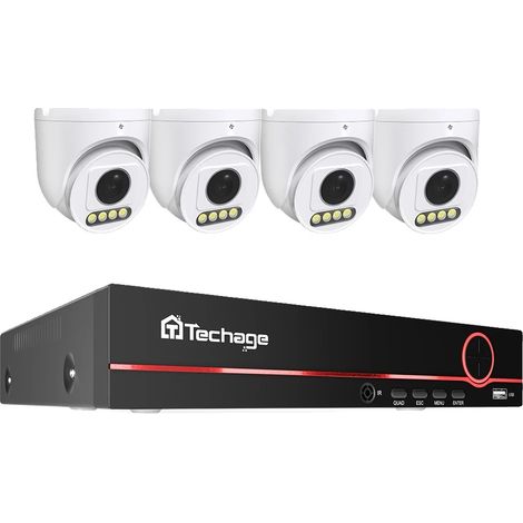 Überwachungssystem, 8MP Auflösung, panoramischer 165° Blickwinkel, 8CH NVR und 4 Kameras, Keine, 100V-240V EU Stecker-b (1/2)