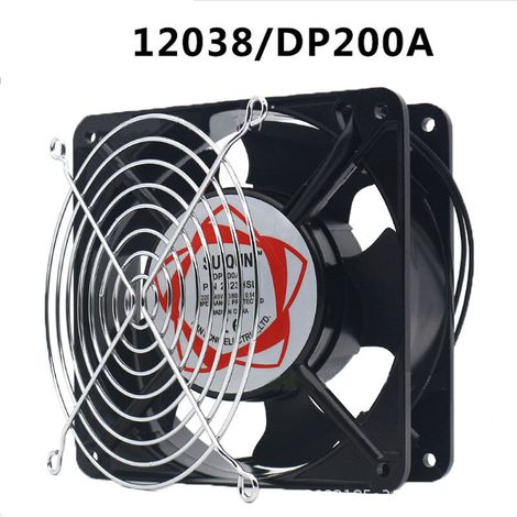 Axialventilator für Kamineinsätze, einbaubar, hochtemperaturbeständig, Metallflügel, leise und universell einsetzbar. 120 x 120 x 38 mm (1/4)