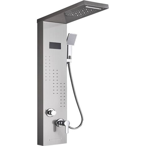 Ensemble de douche mitigeur thermostatique intelli Panneau de douche à lumière LED, ensemble de robinet de douche à affichage numérique cascade pluie, système de douche mitigeur de colonne de salle de (1/5)