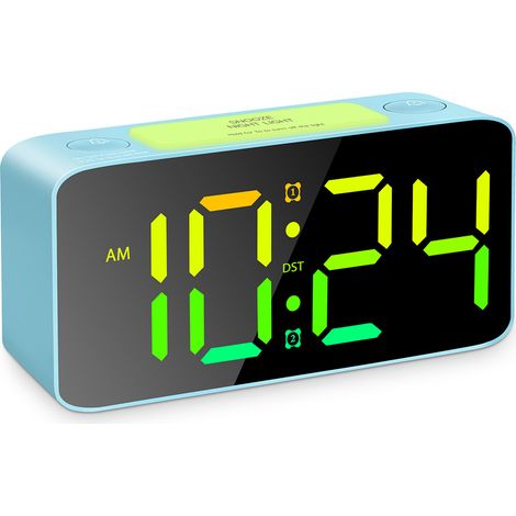 Großer digitaler LED-Wecker mit 5 Farben, einstellbarer Alarmlautstärke (60–115 dB), Doppelalarm, Schlummerfunktion, 7-farbigem Nachtlicht, 2 (1/5)