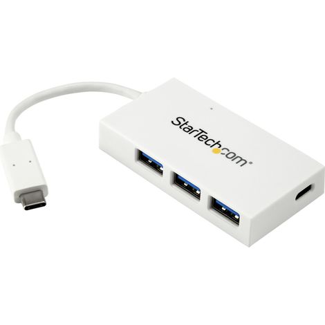 StarTech.com Hub USB-C a 4 porte USB 3.0 - Perno e Concentratore USB Tipo C con 1x USB-C e 3x USB-A - Bianco (1/4)