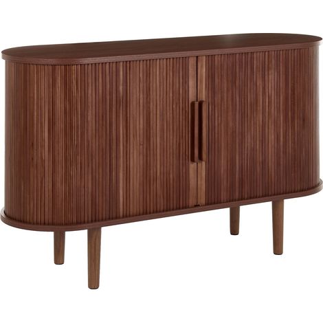 Credenza a 2 Ante Marrone Scuro con Design Scanalato Struttura in Legno Ingegnerizzato e Gambe in Legno di Pino Sorell (1/5)