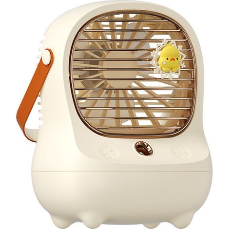 Ventilateur de bureau portable rechargeable par USB, 3 vitesses, en forme de canard mignon (blanc) (1/4)
