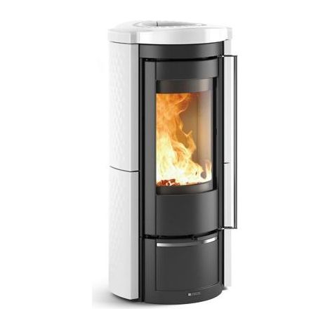 La Nordica – Poêle à bois céramique raccordable 7.5 kW – Évacuation supérieure – Longueur bûche 33 cm – Raccord air extérieur – Classe A+ (1/2)