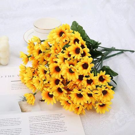 Künstlicher Sonnenblumenstrauß realistisch gelb 2 Stück (1/5)