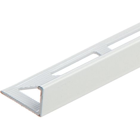 Lot de 10 Profilé de finition en aluminium pour carrelage angle droit 10 mm longueur 2,5 m Blanc (RAL 9016)