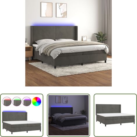 Sommier tapissier - Sommier à lattes de lit matelas et LED Gris foncé 200x200 cm (1/5)
