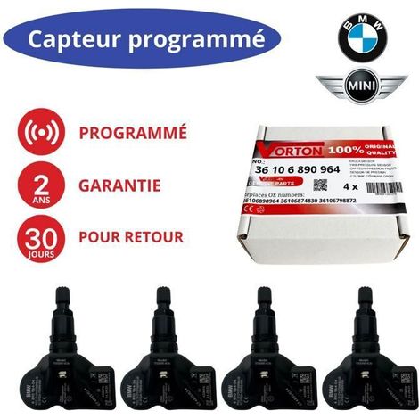 4 sensori TPMS preprogrammati 433MHz per MINI Cooper R56 R55 R60 R58 R57 R59 - valvola ruota