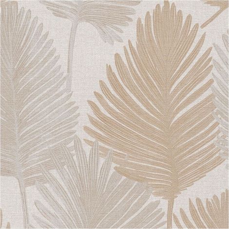 Nature wallpaper wall Profhome 786731 hot embossed non-woven wallpaper textured with floral ornaments and metallic highlights cream gold pearl beige silver 5,33 m2 (1/5)